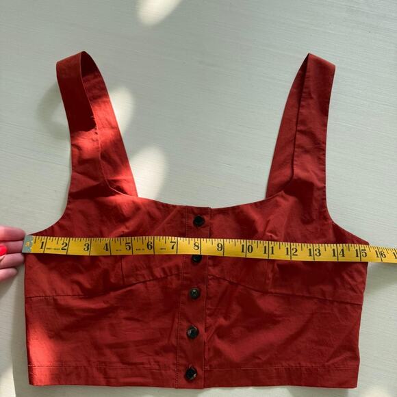 Rust orange cropped tank with buttons in front ~ size small - Picture 3 of 5